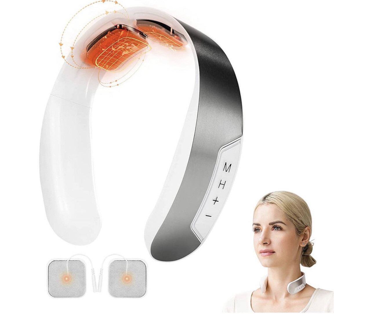 MEFASO Neck Massager with Heat, 6 Modes 15 Levels Cordless Deep Tissue Trigger Point Massager