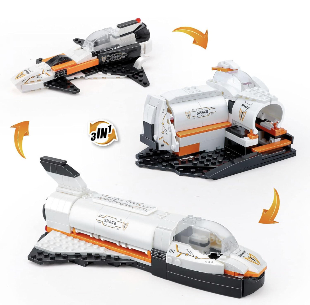 HSANHE STEM 3 in 1 Space Building Sets Compatible with Lego City Space Shuttle Adventure Exploration 168pcs