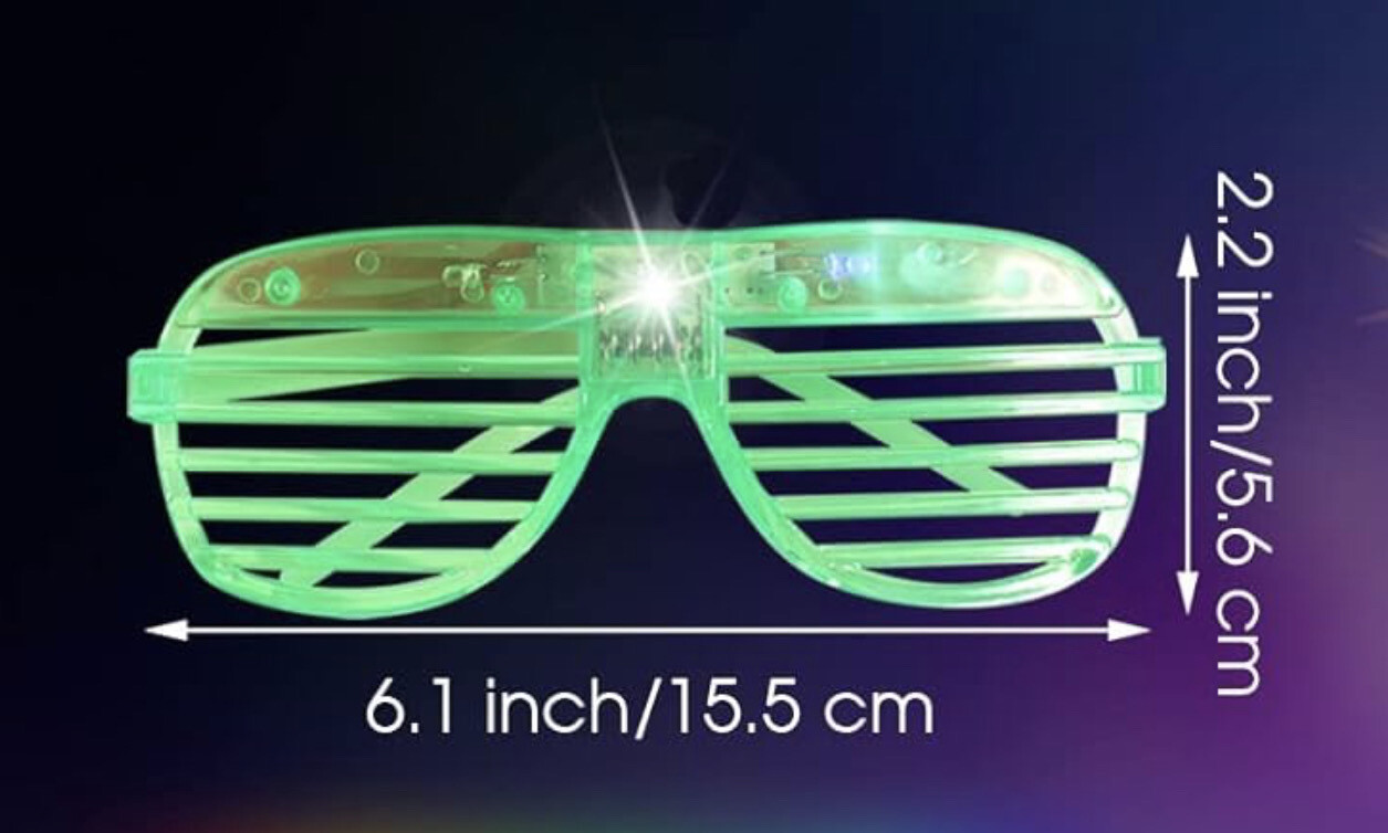 LED Light up Shutter Shades Glasses Glow In The Dark
