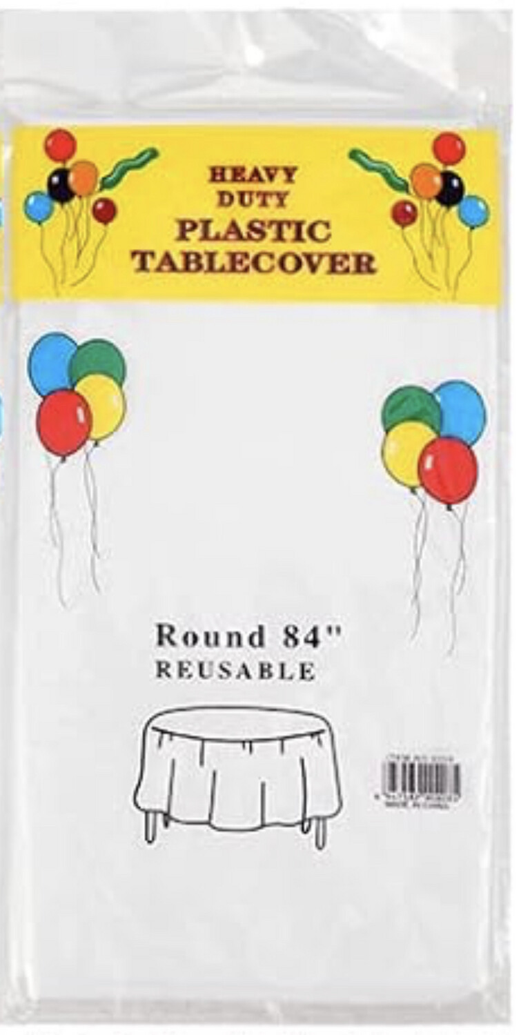 Ivory Plastic Tablecloth 84 Inches Round Table Cover