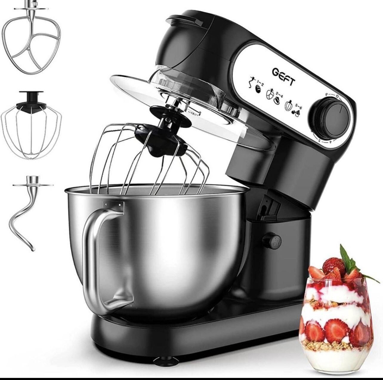 Stand Mixer-5.5-liter 6-Speed Kitchen Mixer with 600W Powerful Motor, Electric Food Mixer