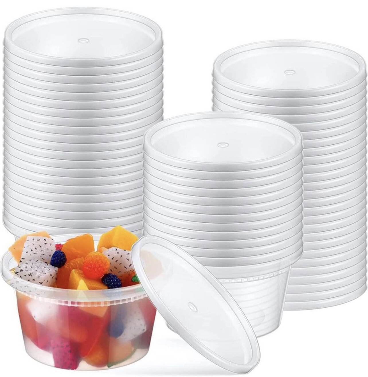 Microwave Safe 12 oz Food Storage Container Clear Food Containers with Lids 100 Sets