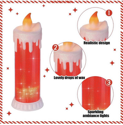 LED Christmas Candles with Battery Glitter Flameless Candles