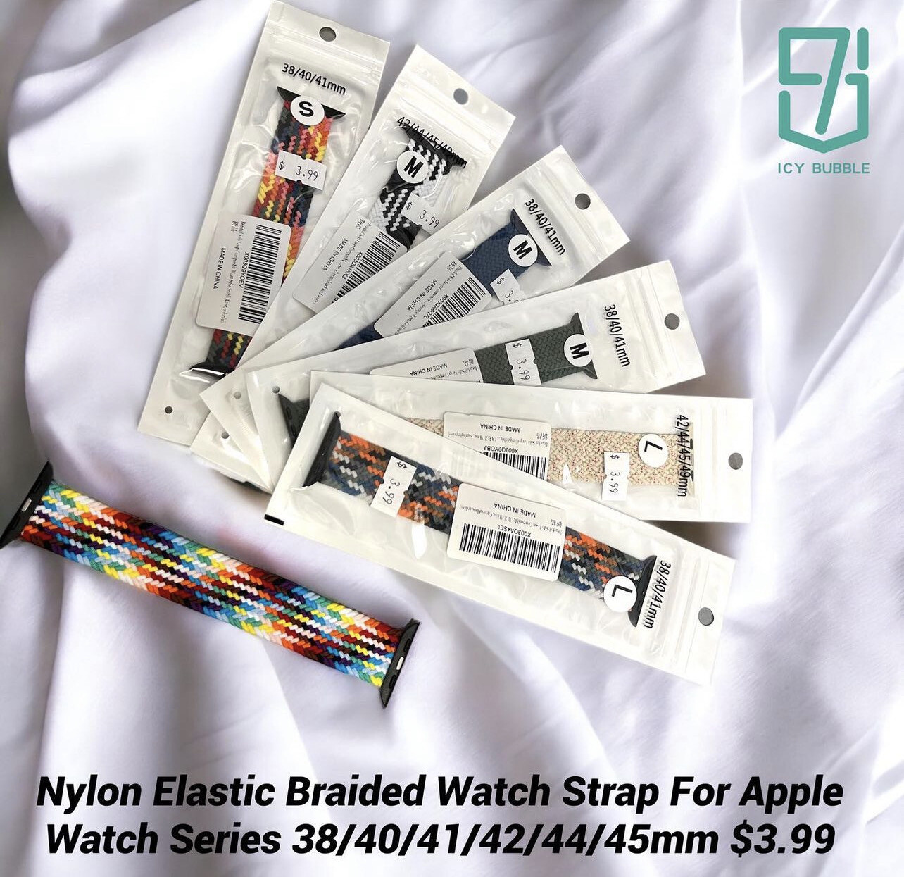 Nylon Elastic Braided Watch Strap For Apple Watch Series 38/40/41/42/44/45mm