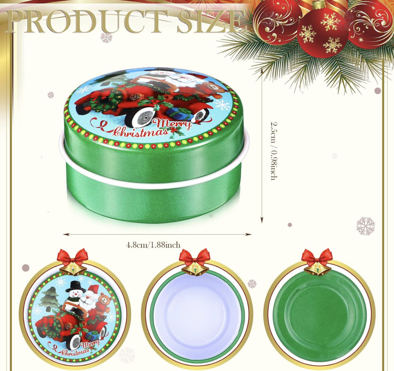 Christmas Tins Jars for Making Candles Metal Candle Containers with Lids DIY Make