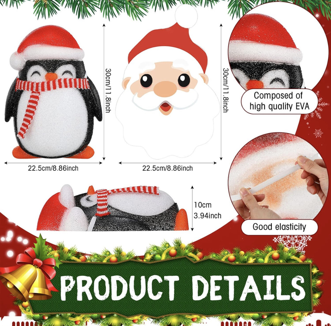 Christmas Porch Light Covers, Santa Or Penguin Light Cover Front Door Corridor Wall Lamp Decorations