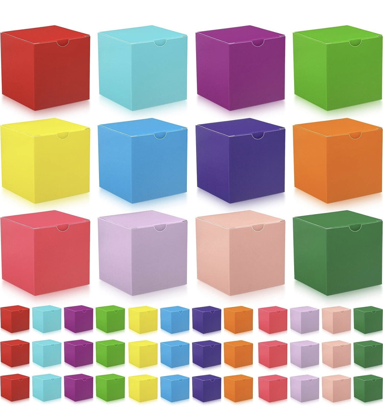 Gift Boxes with Lids Colorful Cardboard Gifts Boxes Paper Cube 96 Pcs (4 x 4 x 4 Inches)