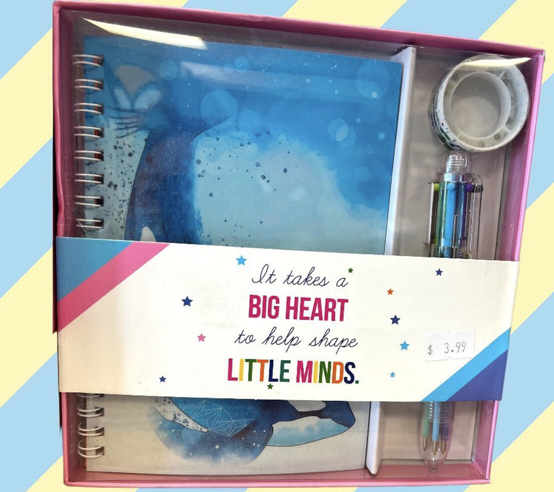 Big Heart Little Minds Notebook Pen Washi Tape Set