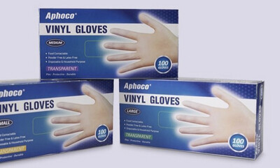 Aphoco Vinyl Clear Gloves Large 