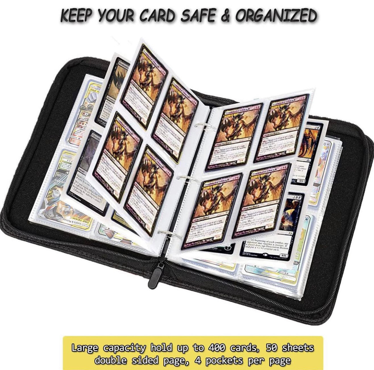 Trading Card Binder 4 Pocket with 400 Cards Capacity