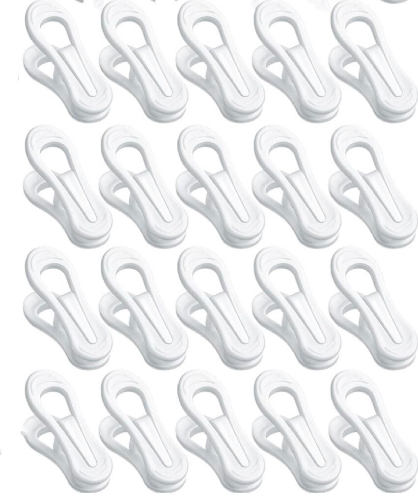 Multi Purpose White Plastic Clips 20 Pcs