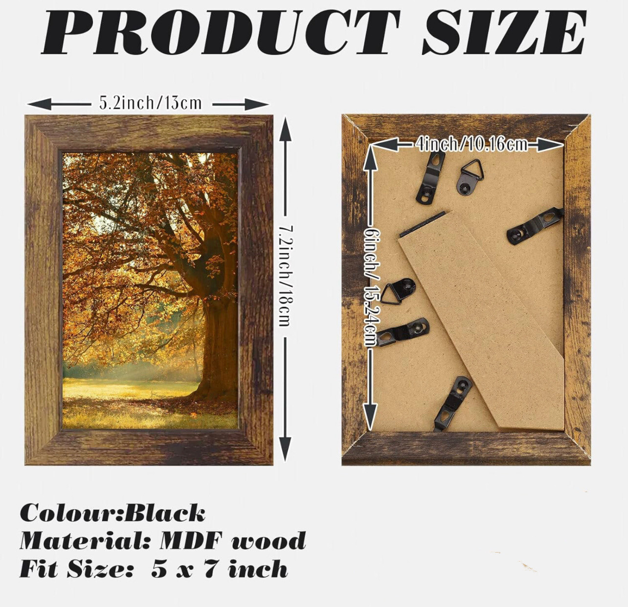 Wood Picture Frame with Real Glass Rustic Photo Display