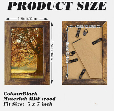 Wood Picture Frame with Real Glass Rustic Photo Display
