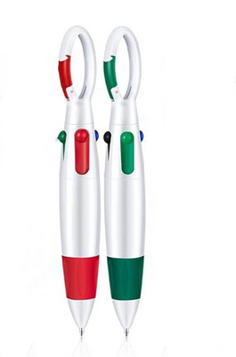 Pen with Buckle Clip Mini 4 in 1 Multicolored Ink Ballpoint 2 Pcs