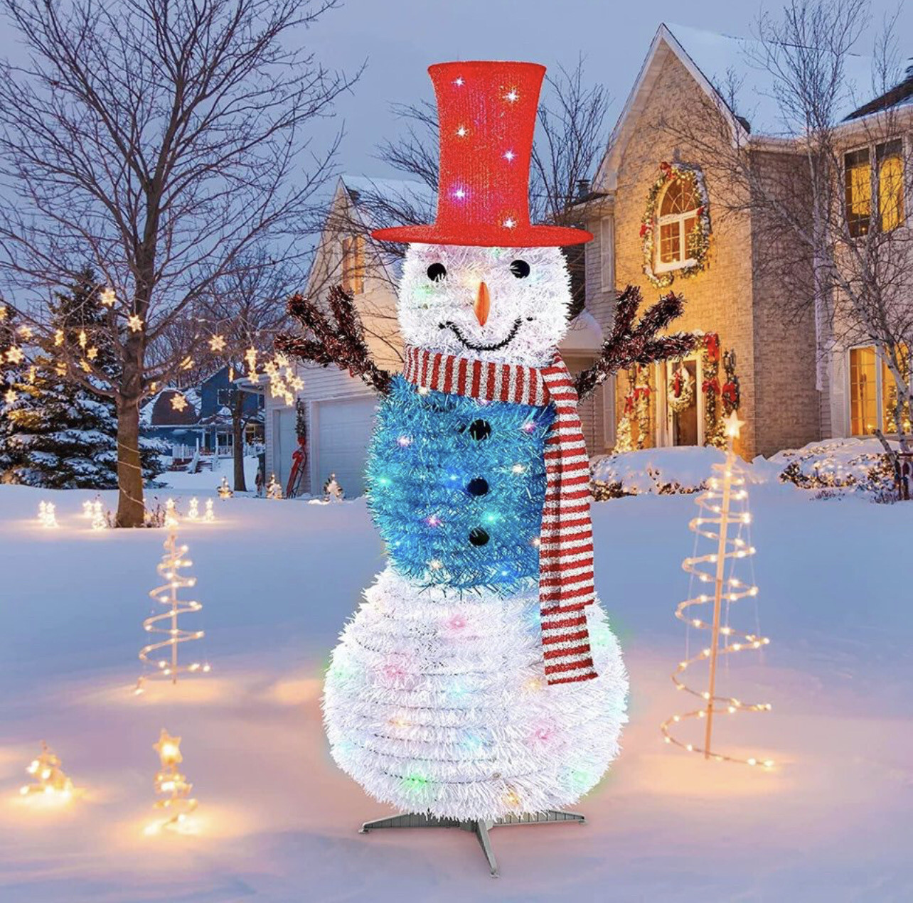 Snowman Christmas Decorations, 4 Feet Light Up Collapsible Snowman Christmas Decorations, 4 Feet Light Up Collapsible