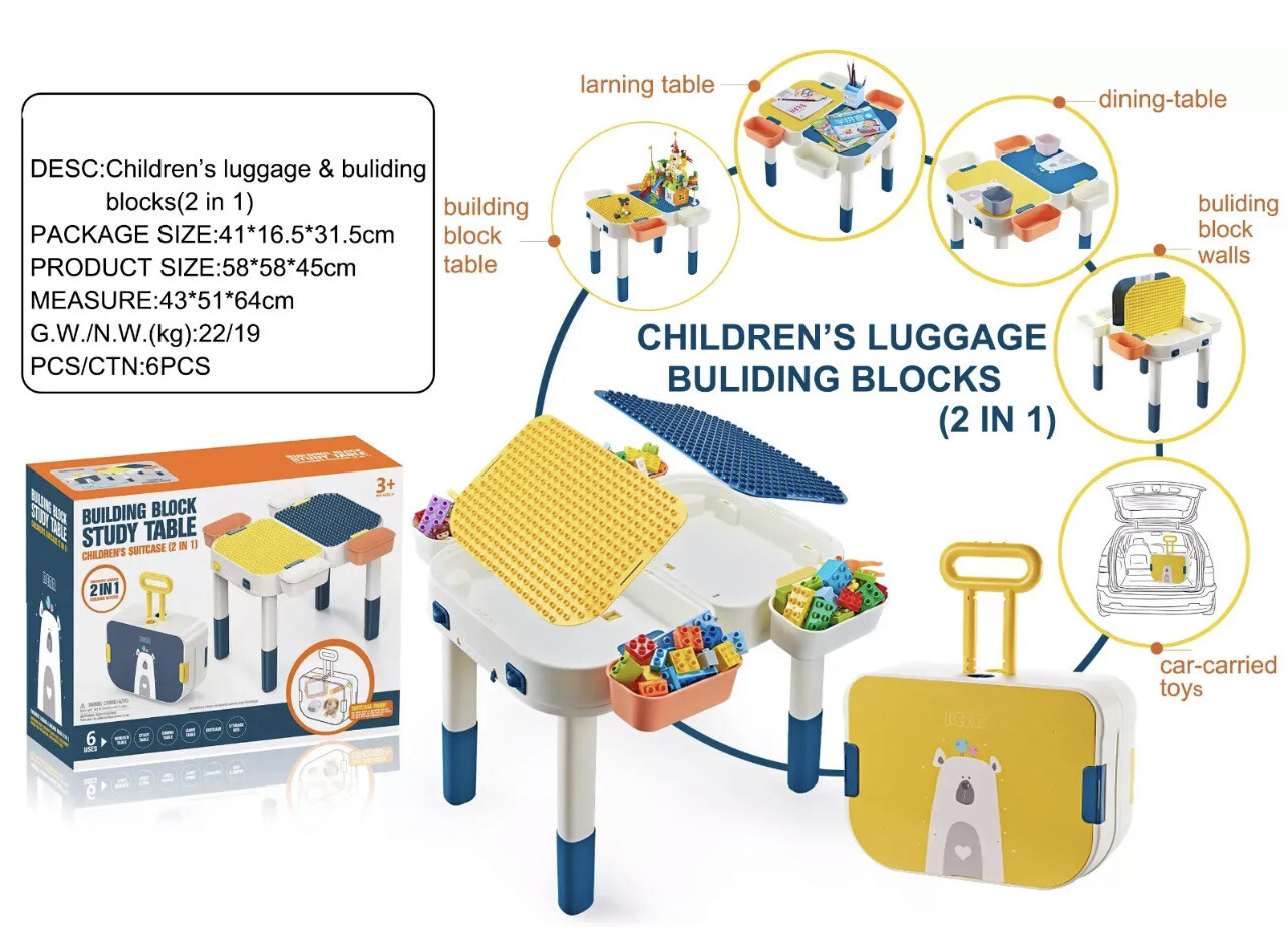 2in1 Suitcase Building Block Study Table