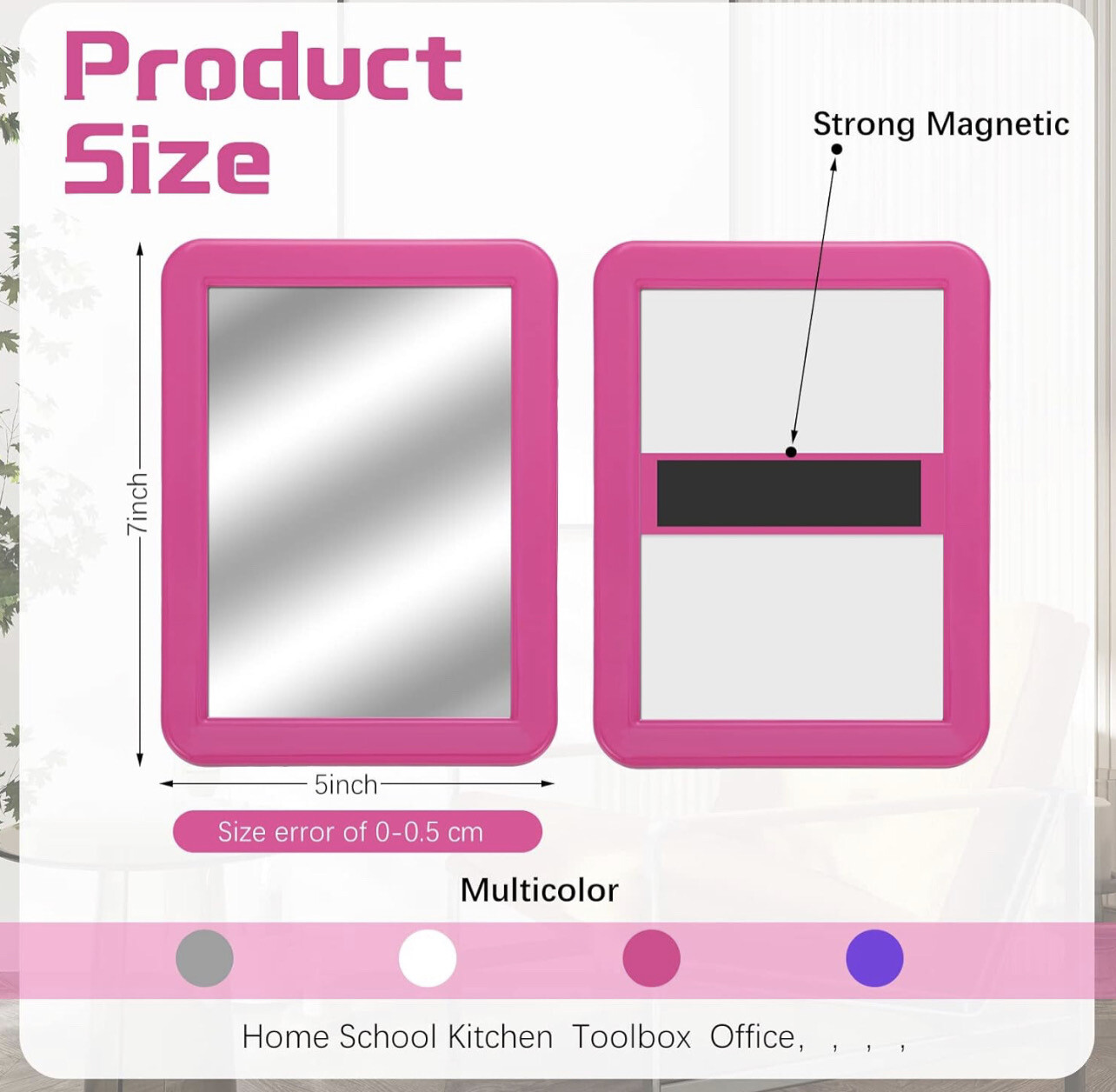 Magnetic Locker Mirror 5&quot; x 7&quot;