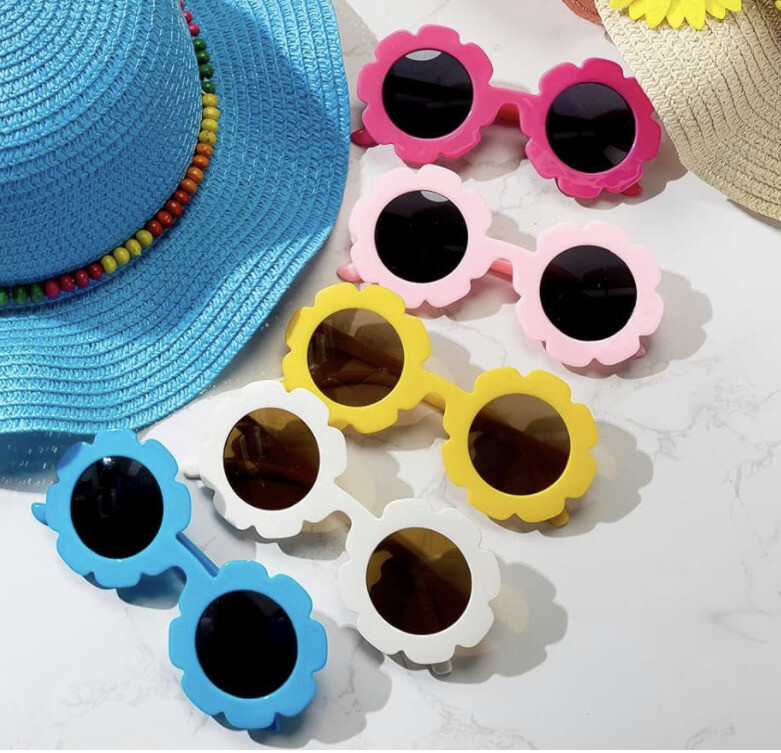 Children Unisex Cute Flower Round Frame Sunglasses