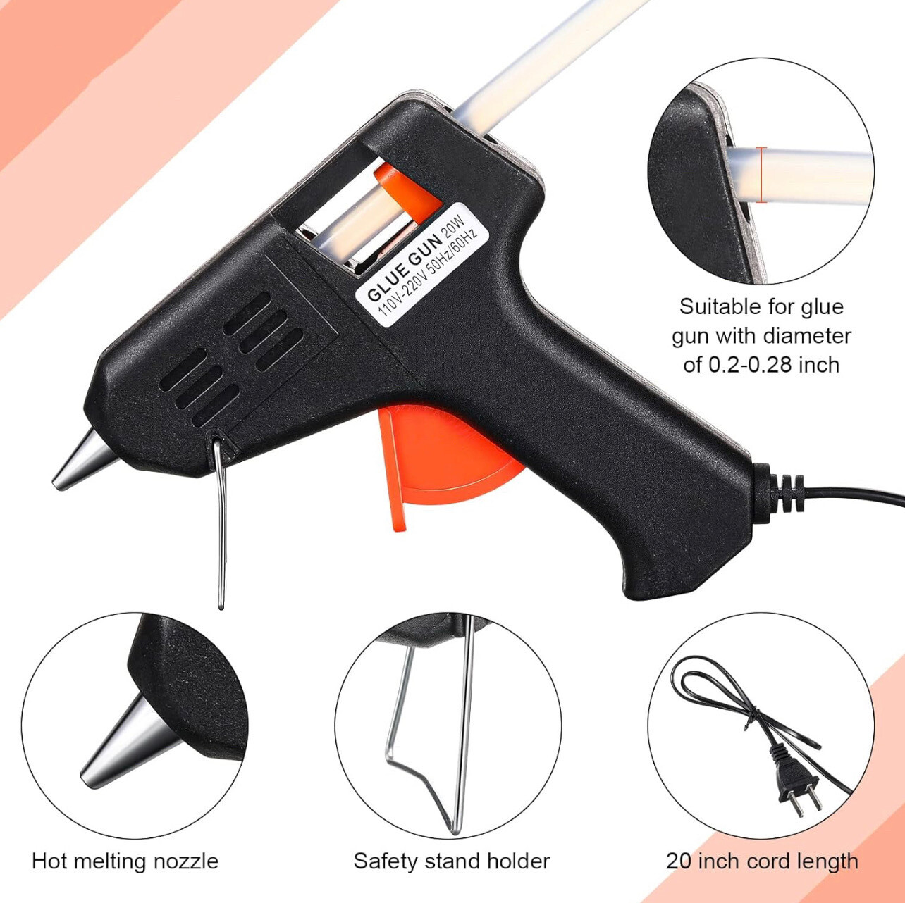 Mini Small Hot Glue Gun for School Craft Or DIY Craft 20w