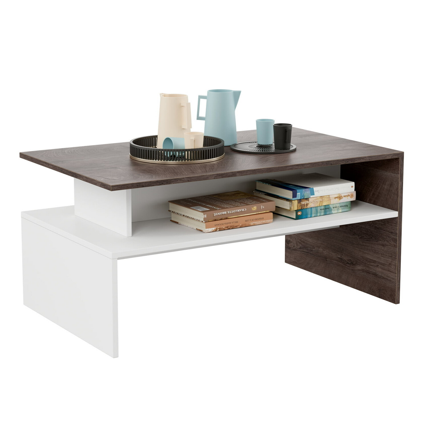 Modern Console Table, 2-Tier TV Stand Sofa Side Table with Storage Shelf