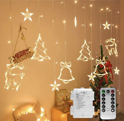 Stars Lights 138 LED Christmas Window Light with Remote Control 8 Lighting Modes, Battery Powered