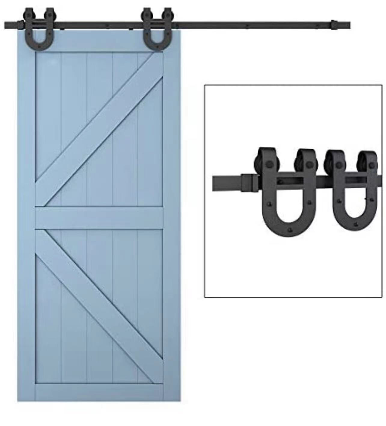 JUBEST 6.6ft Single Barn Door Hardware Kit,Smoothly and Quietly,for 36in-40in Wide Sliding Door Panel No door