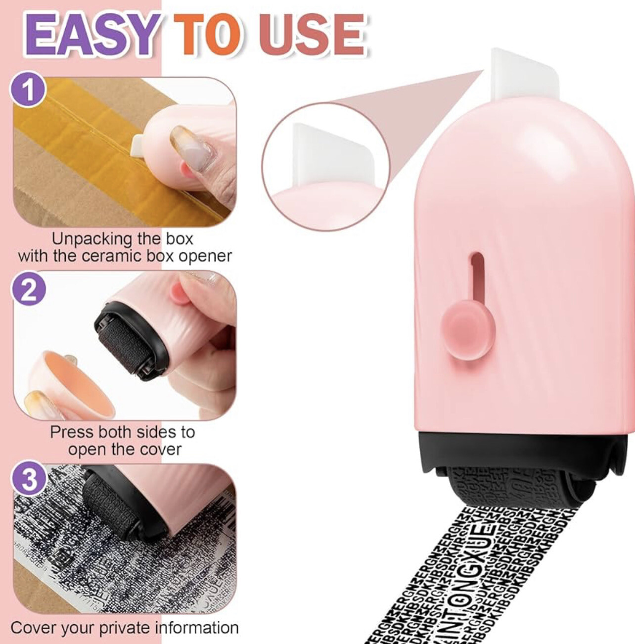 Identity Theft Protection Roller Stamp 2 in 1 Confidential Privacy Stamp Blackout