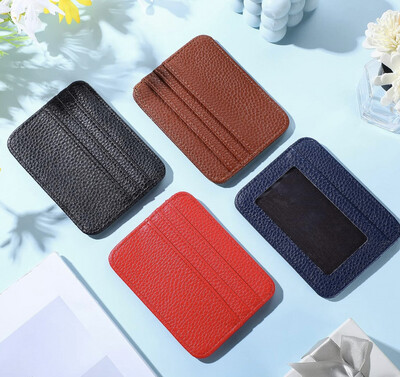 Slim Minimalist Front Pocket Wallet with ID Window RFID Blocking Credit Card Cases PU Leather