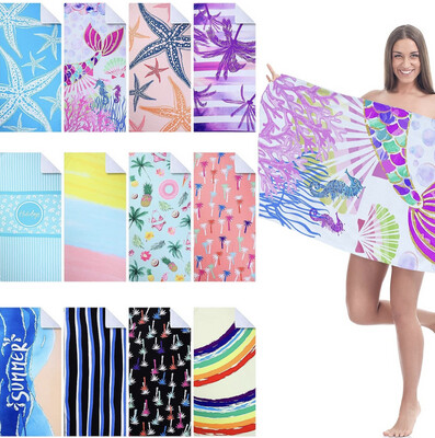 Microfiber Beach Towel Set Quick Dry 59 x 27.5 Inch Lightweight Bulk Colorful Soft Absorbent Pool Towel