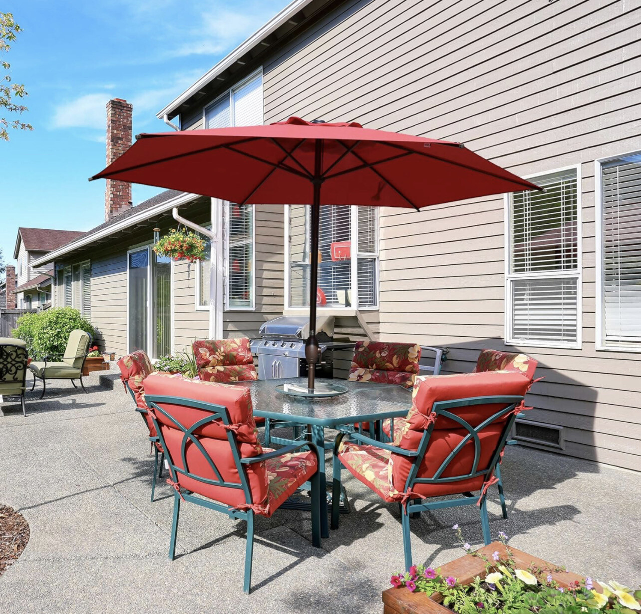 Patio Patio Umbrella Outdoor Umbrella Patio Market Table Umbrella with Push Button Tilt and Crank 7.5 FT No based