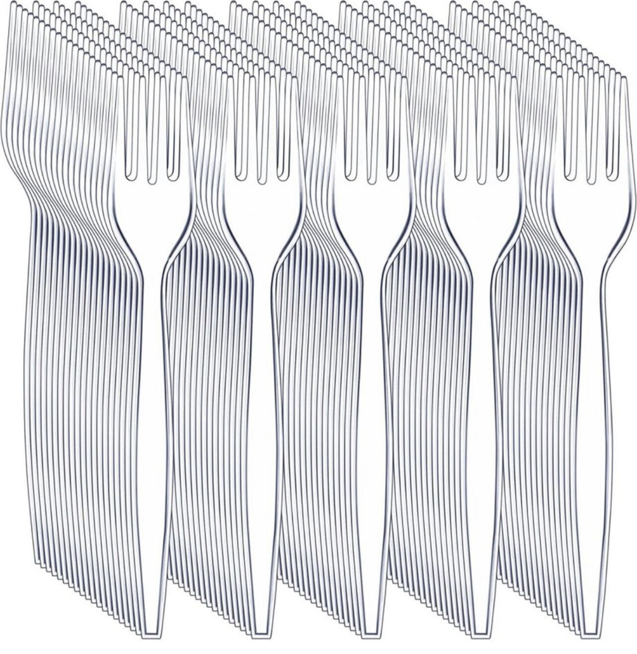 Plastic Disposable Forks Medium Weight Utensils Bulk Cutlery 100 Pieces