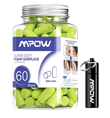 Mpow Soft Earplugs 60 Pairs for Small Sized Ears SNR 34dB