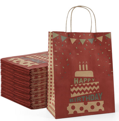 Birthday Gift Bag 8X4.75X10.5 24pcs/bags Medium Paper Bags with Handles for Birthdays