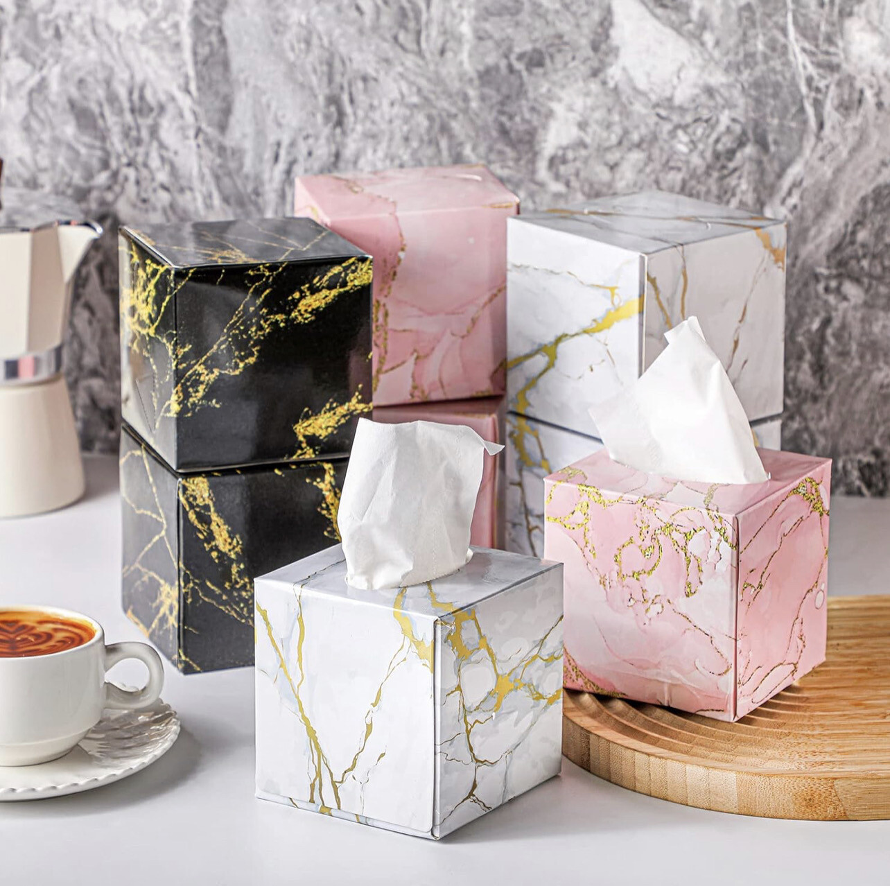 Facial Tissues Napkins Marble Bulk 2 Ply 80 Sheets Each Cube Box 12 Packs