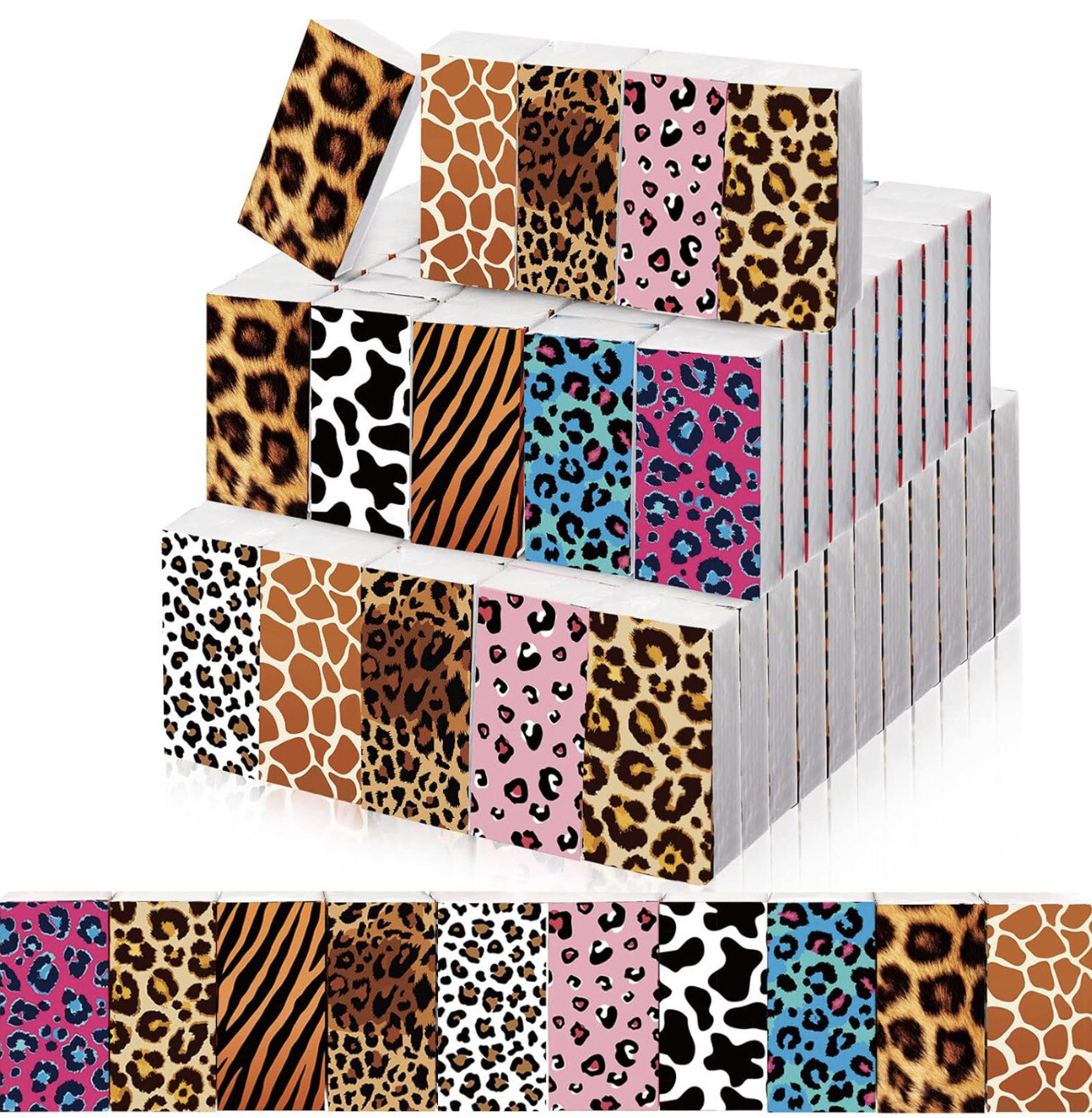 40 Bulk Animal Print Pocket Tissues Leopard Print Travel Tissues Napkins