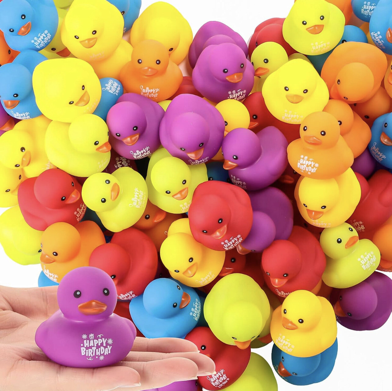 Mini Rubber Duck 1.9 Inch Squeak and Float Cruise Happy Birthday 18 Pcs