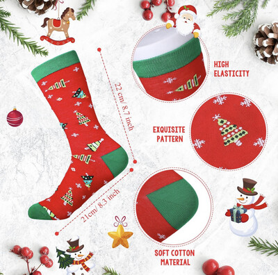 Colorful Cotton knit Holiday Funny Unisex Christmas Socks