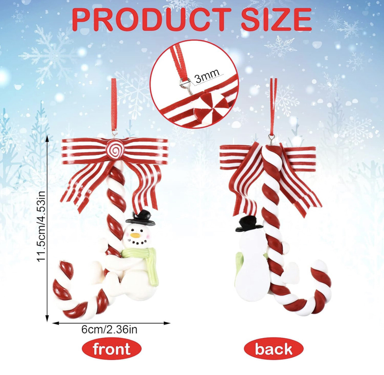 Christmas Tree Ornaments Resin Clay Peppermint Cane Candy Lollipop