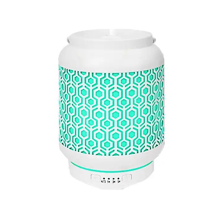 White Portable Desktop Ultrasonic Humidifier 7LED Light Metal Essential Oil Aroma Diffuse