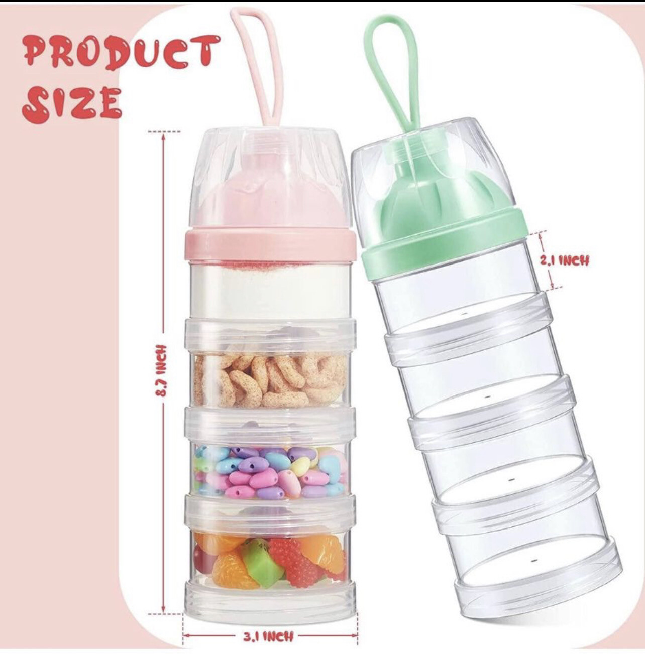 4 Layers Dispenser Stackable Formula Dispenser Container with Handle Travel