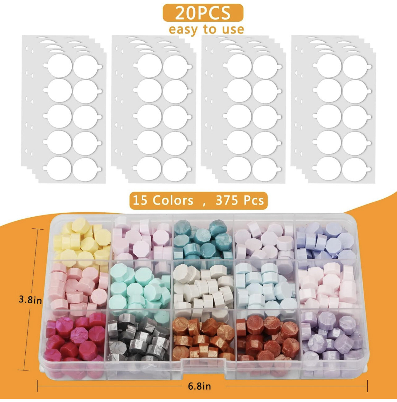 Wax Seal Stamp Kit 375 Pcs Wax Seal Beads with 200 Pcs Adhesive Dots