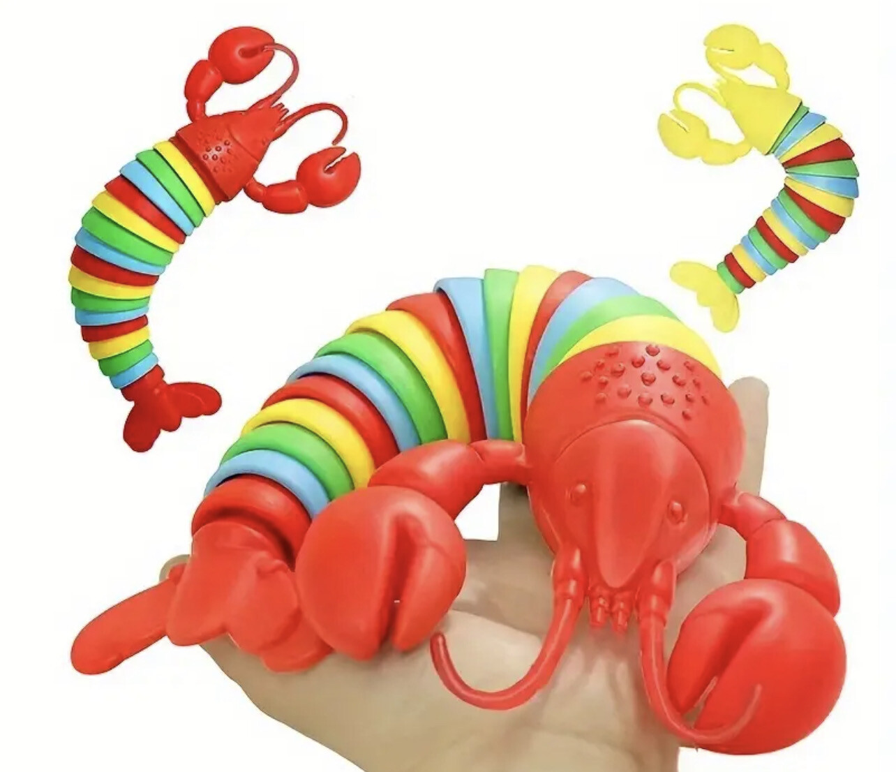 Fidget Slug Toy, 3D Articulated Stretch Lobster