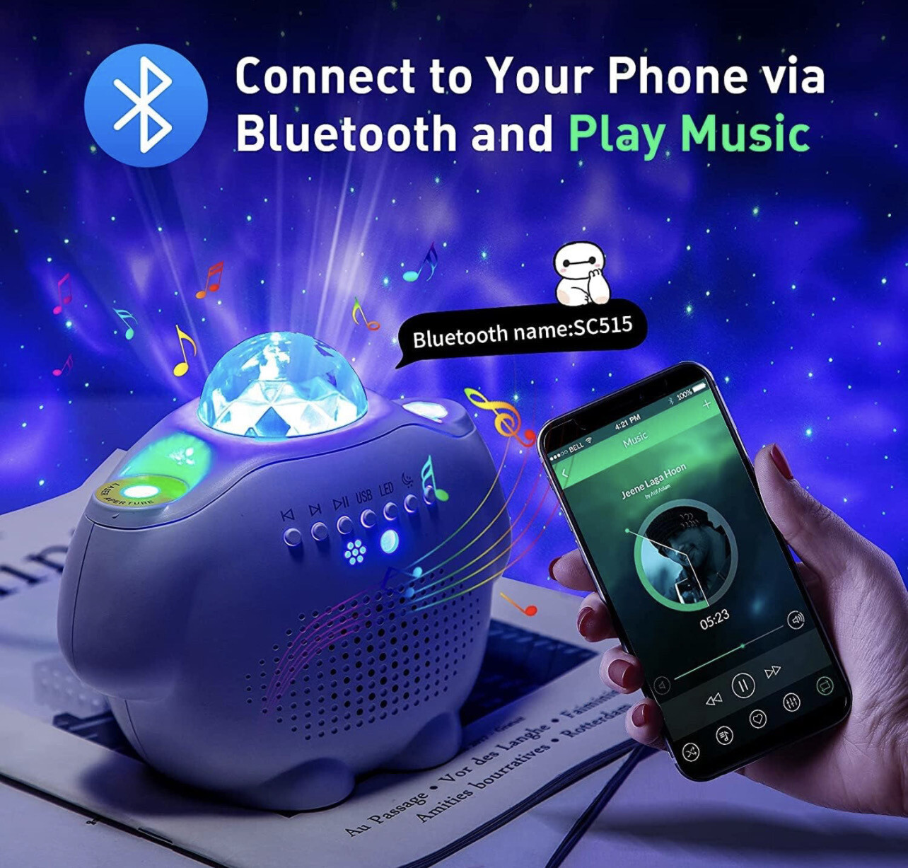 Loycco Smart Star Galaxy Projector Light for Kids Adults, App Control Northern Light Projector with 16 Soothing Sounds, Bluetooth Speaker &amp; Timer