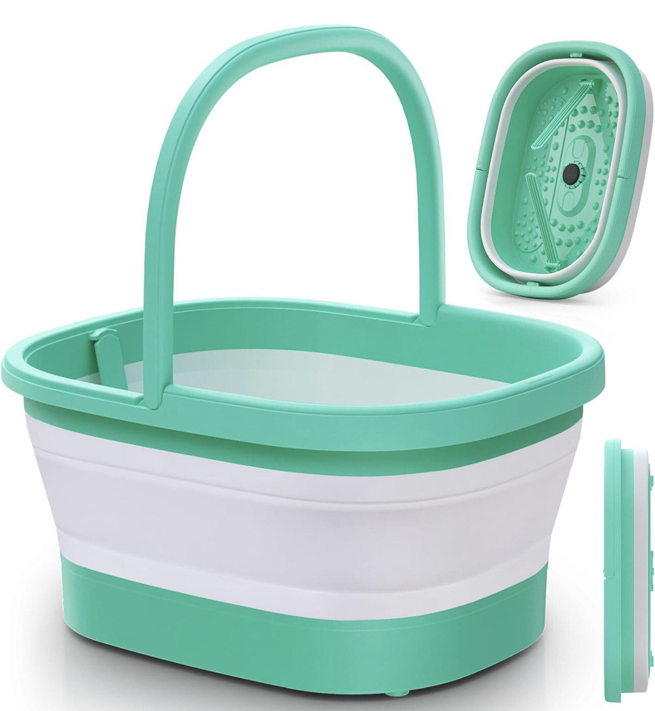 Newest Collapsible Foot Bath with Handle and Support Rods, Foot Soaking Tub with 146 Flat and Smooth Massage Bumps, Foot Bath Basin for Soaking Feet - Blue