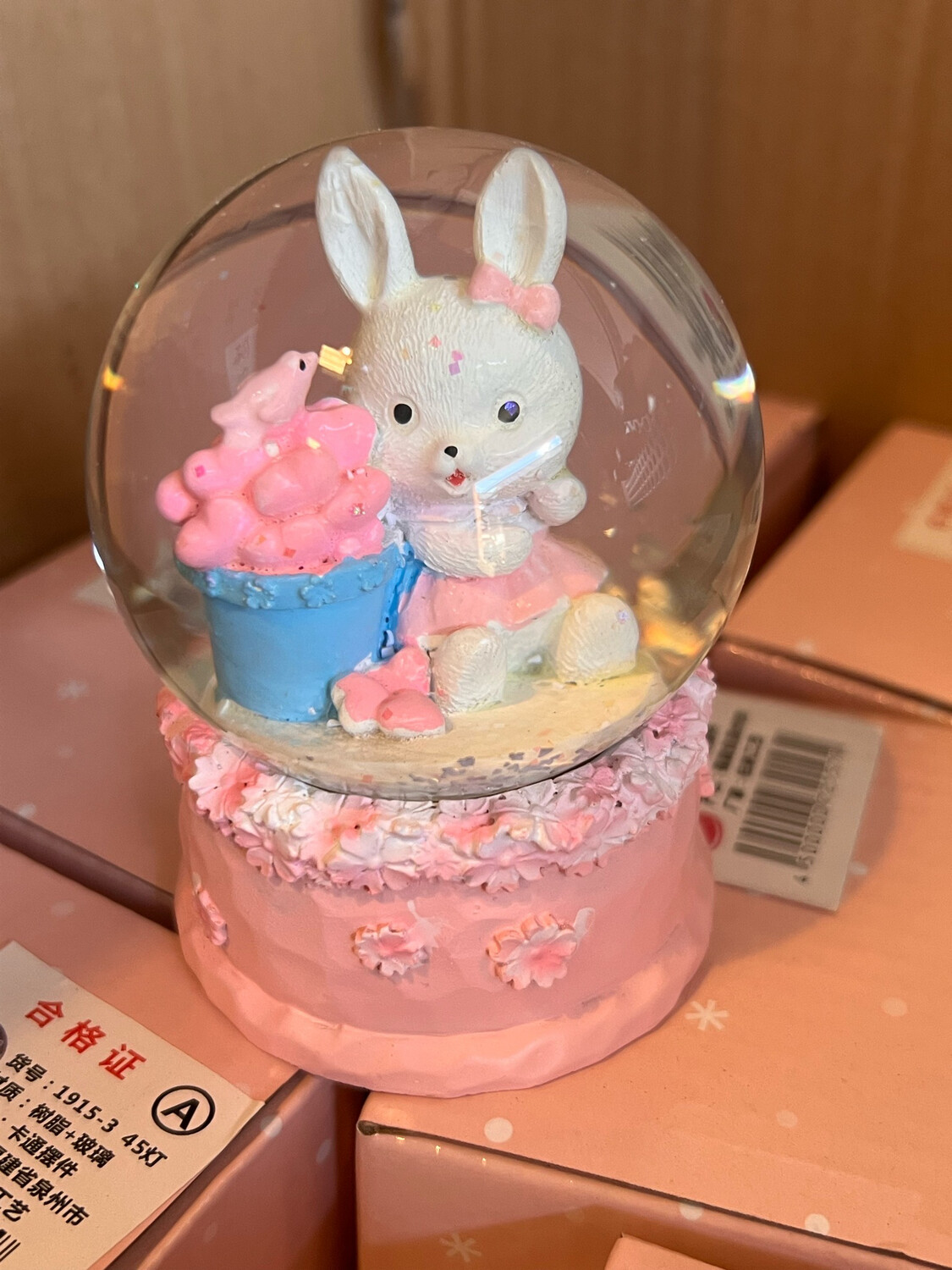 Snow Globe -  Light Up Box with Drifting Snow for Home Decor, Birthday Gift for Girls, Family Friends, Pink