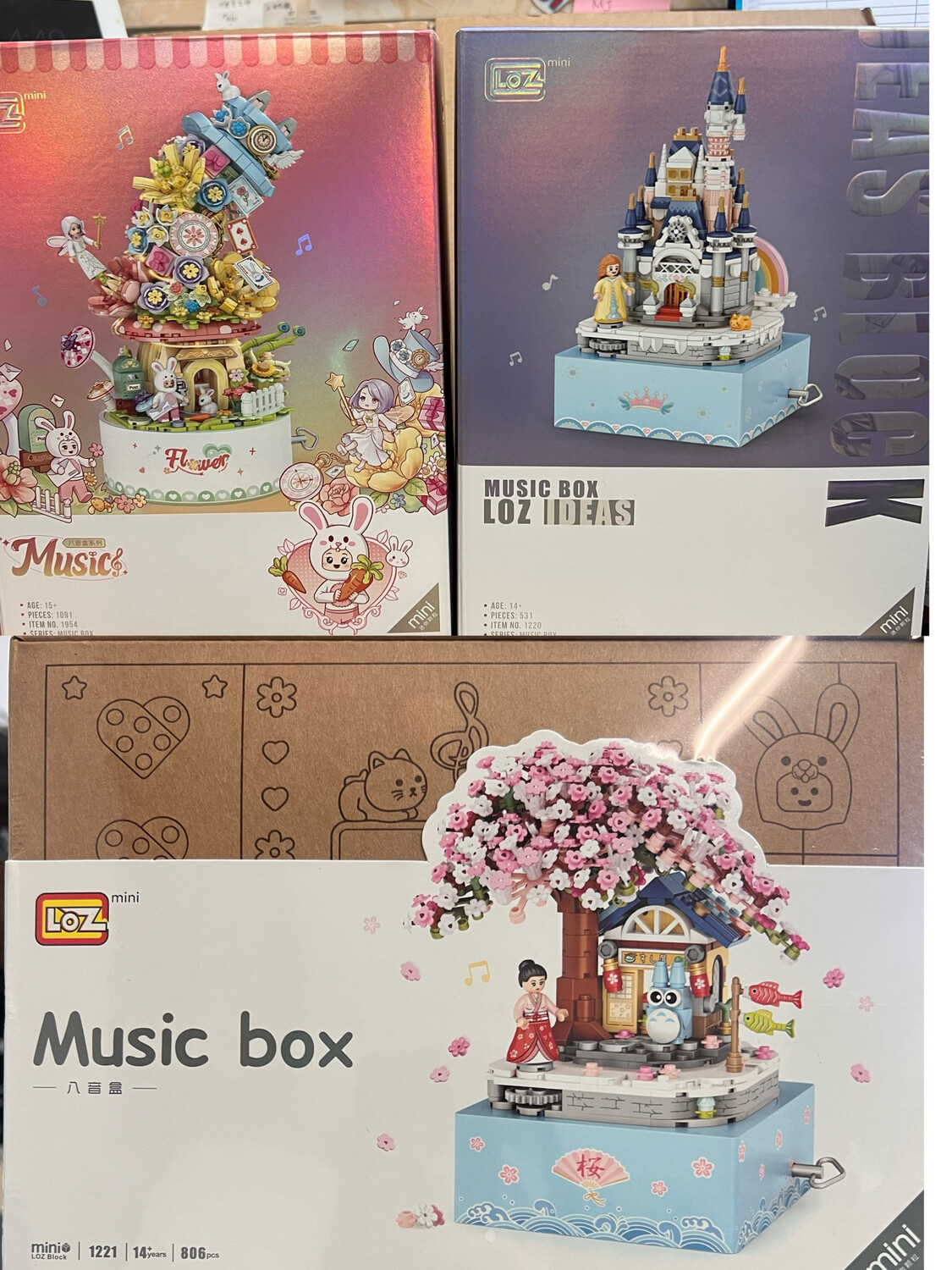 LOZ Music Mini Blocks Sweetheart Fluid Music Box Building Blocks Set with Light 1954 1220 1221
