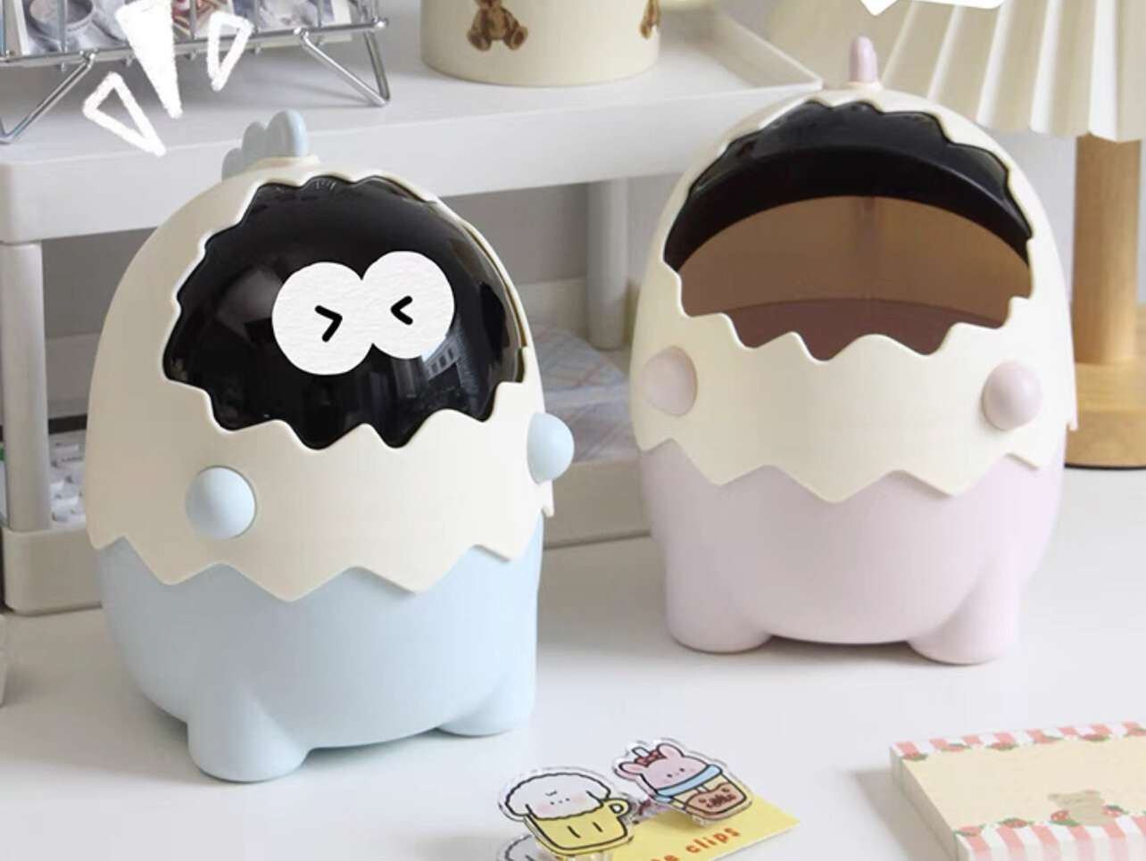 Cute Cartoon Pencil Holder, Dinosaur Egg Shell Pen Holder Or Trash Can