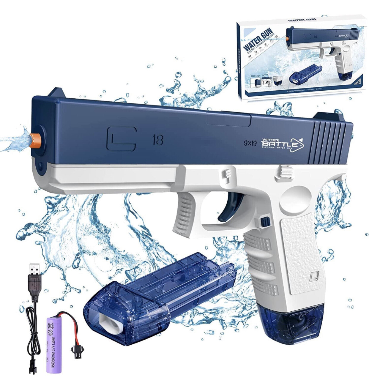 Electric Water Gun Automatic Squirt Guns, One-Button Automatic Water Soaker Gun Toy