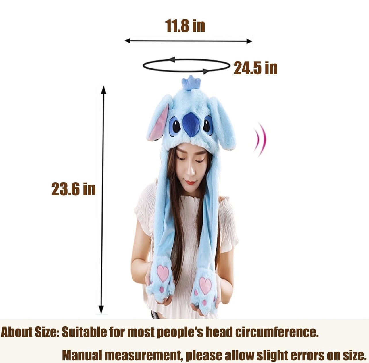 Ear Moving Jumping Animal Hat, Funny Animal Plush Hat Cap for Women Girls Holiday Cosplay Party Dress Up Multi Styles