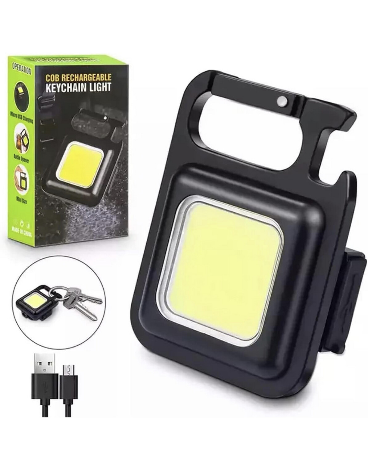 COB LED Light Rechargeable Keychain With 3 Modes, Pocket Bright Light For Travel Trekking Hiking